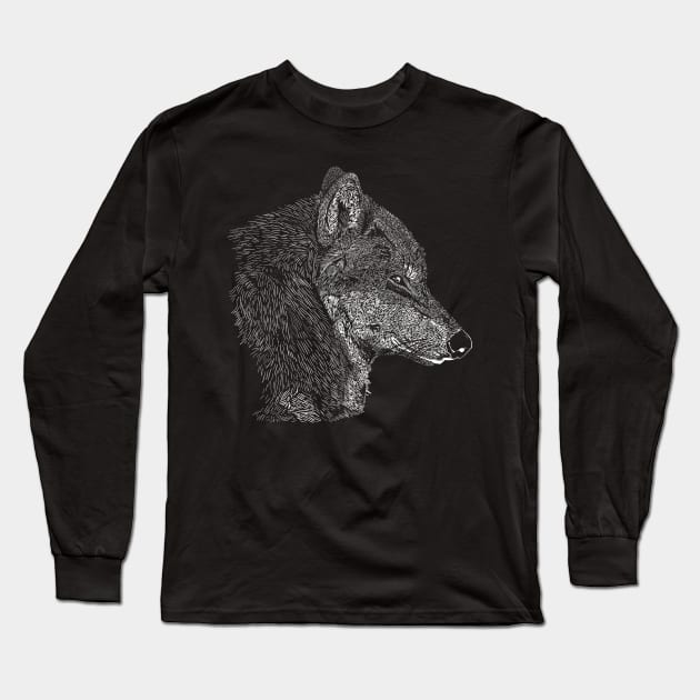 Wolf Long Sleeve T-Shirt by DarkChoocoolat